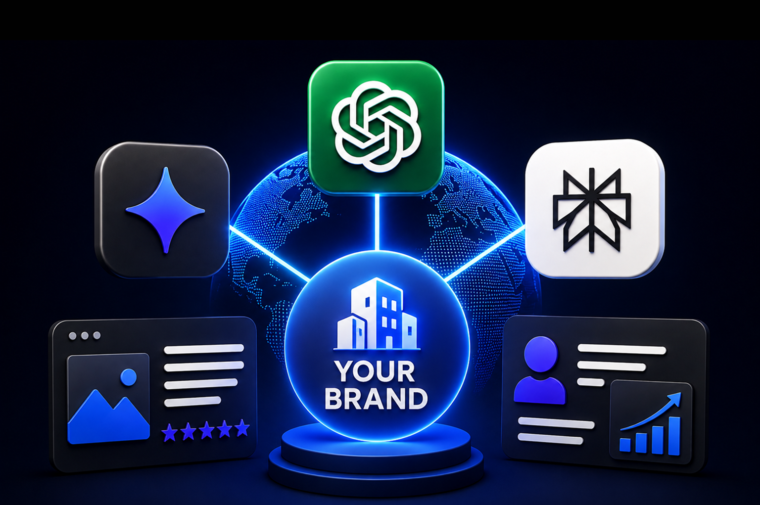 Become the brand AI recommends across ChatGPT, Gemini, and Perplexity