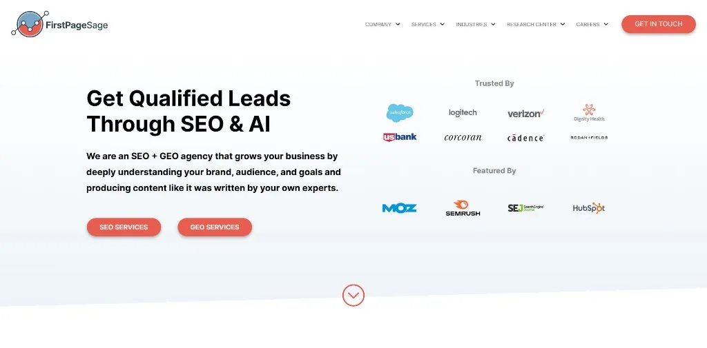 First Page Sage homepage.
