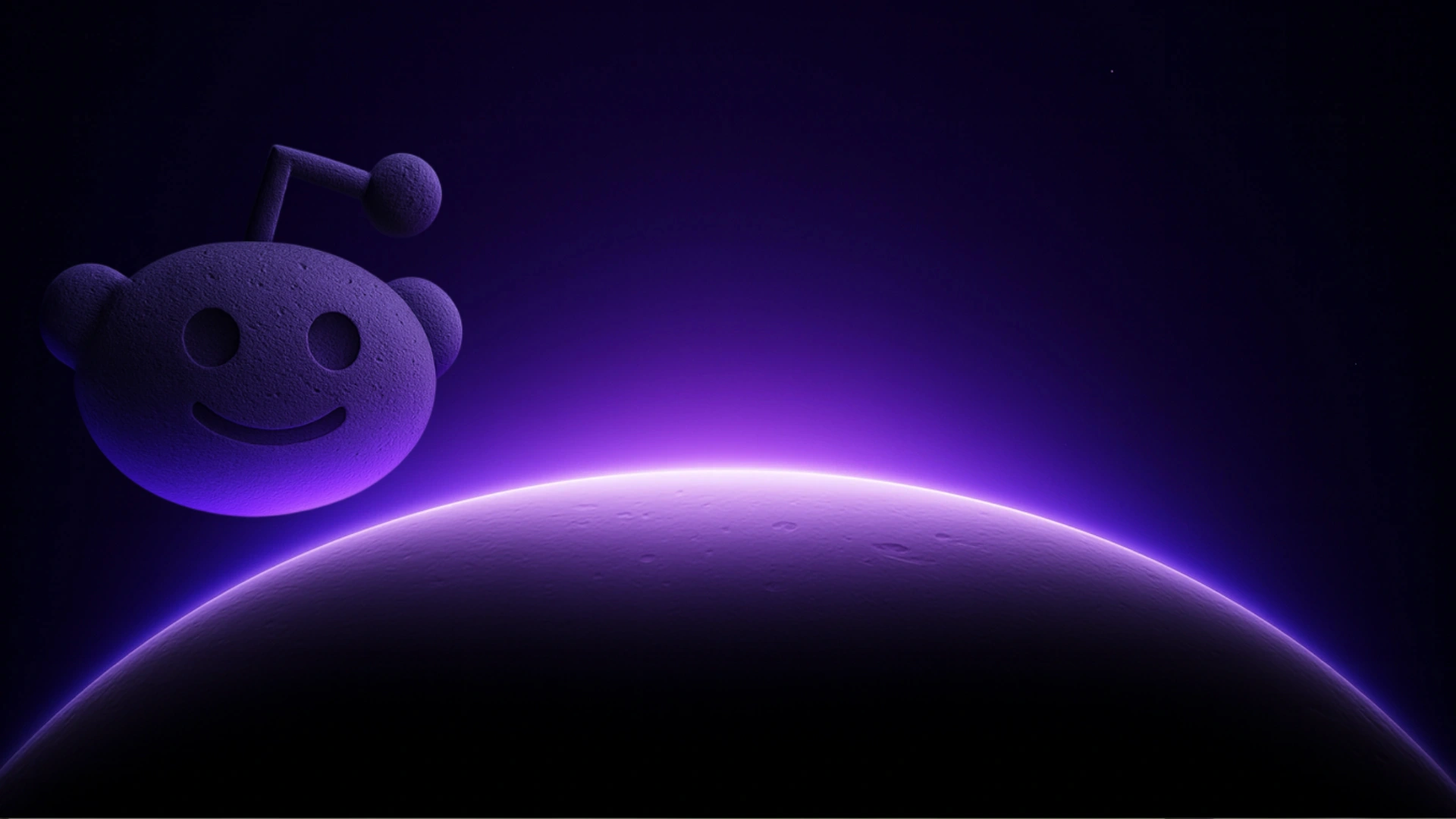 Futuristic planet with purple glowing horizon