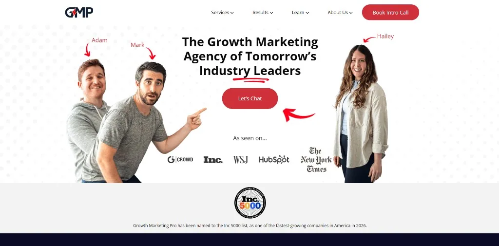 Growth Marketing Pro homepage.