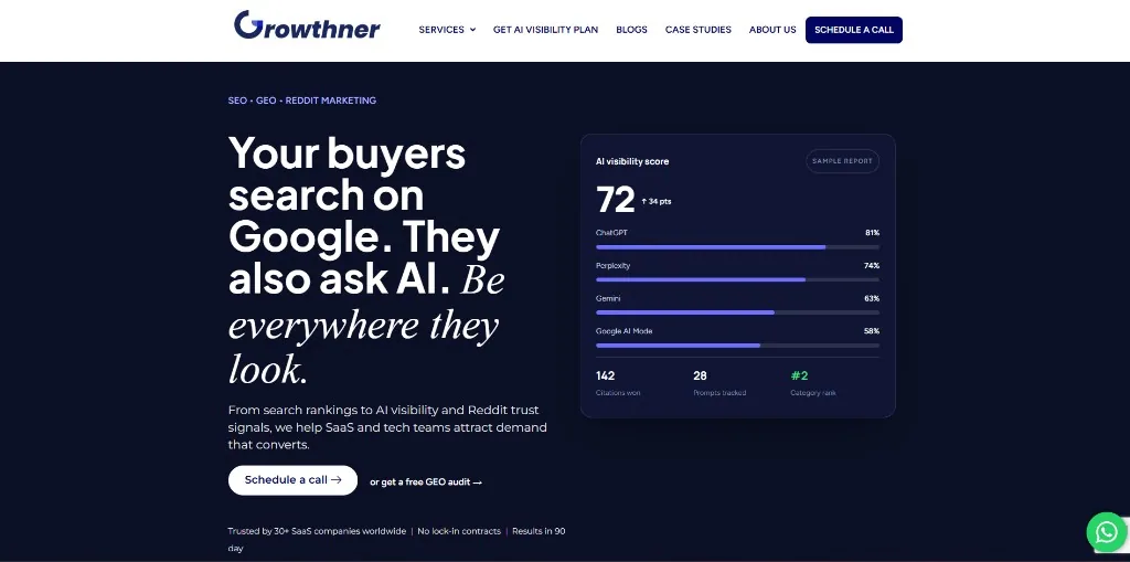 Growthner homepage.