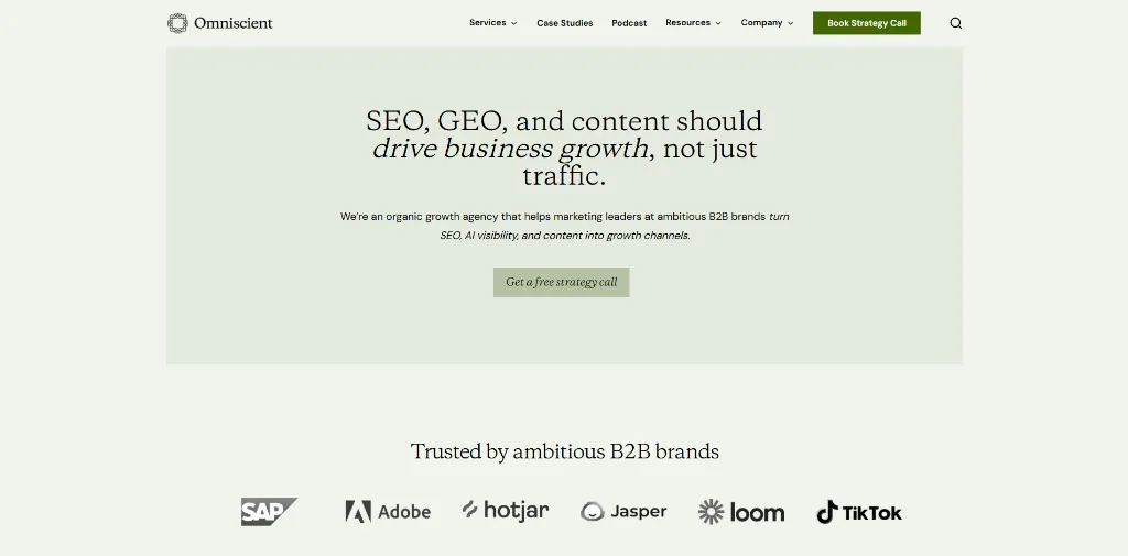 Omniscient Digital homepage.