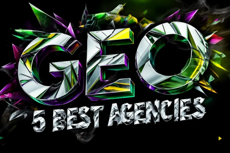 Thumbnail: 12 best generative engine optimization agencies in 2026, geometric ranking motif on dark purple background.